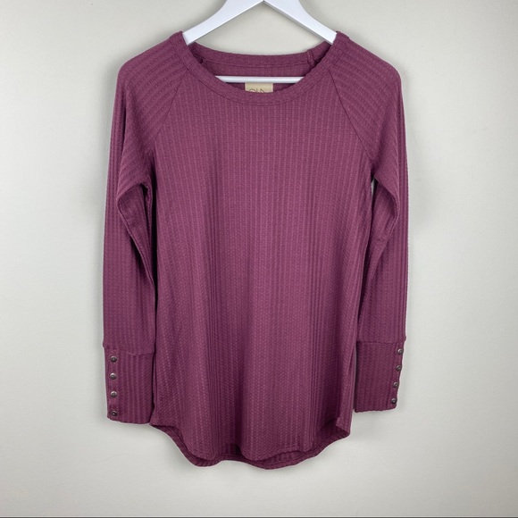 Chaser BUNDLE 2 Waffle Knit Thermal Metal Buttons Purple Teal Women's Size Small - Picture 3 of 13